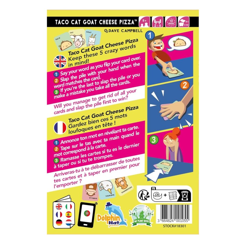 Taco Cat Goat Cheese Pizza Card Game Back Of Box