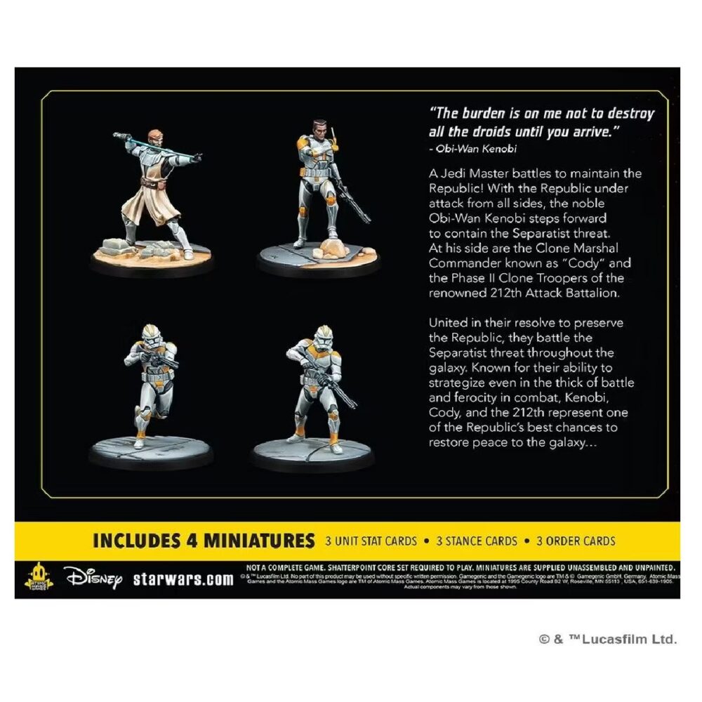 Star wars Shatterpoint General Kenobi Squad Pack Back