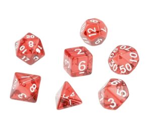 Dice Translucent Set of 7 Red Dice Image2