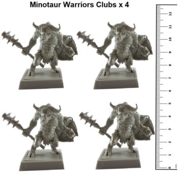 RPG Miniatures: JD Minotaur Club Warriors x 4