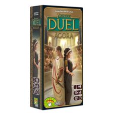 Box art and components of 7 Wonders Duel: Agora expansion.