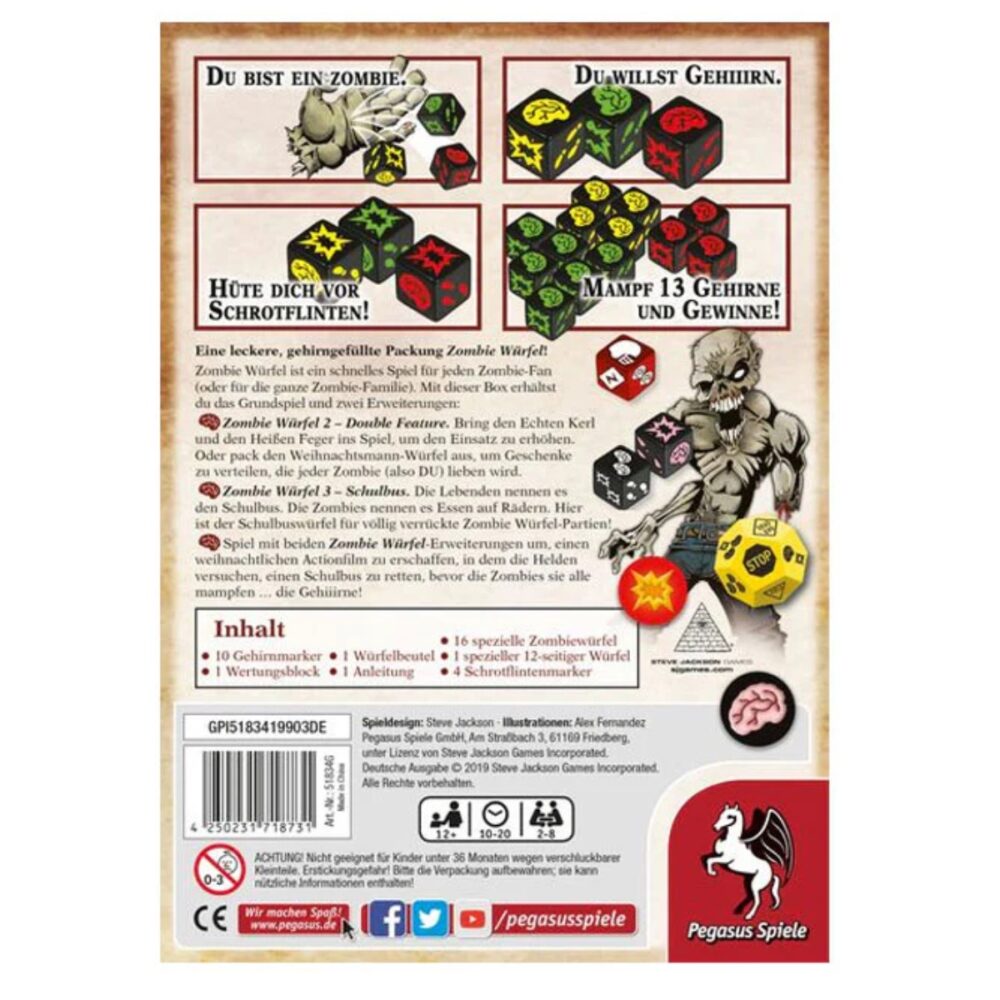 Zombie Dice Horde Edition Back Of Box