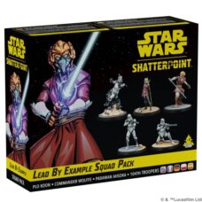 "Star Wars Shatterpoint Lead By Example pack featuring Plo Koon and Clone Commander Wolffe."
