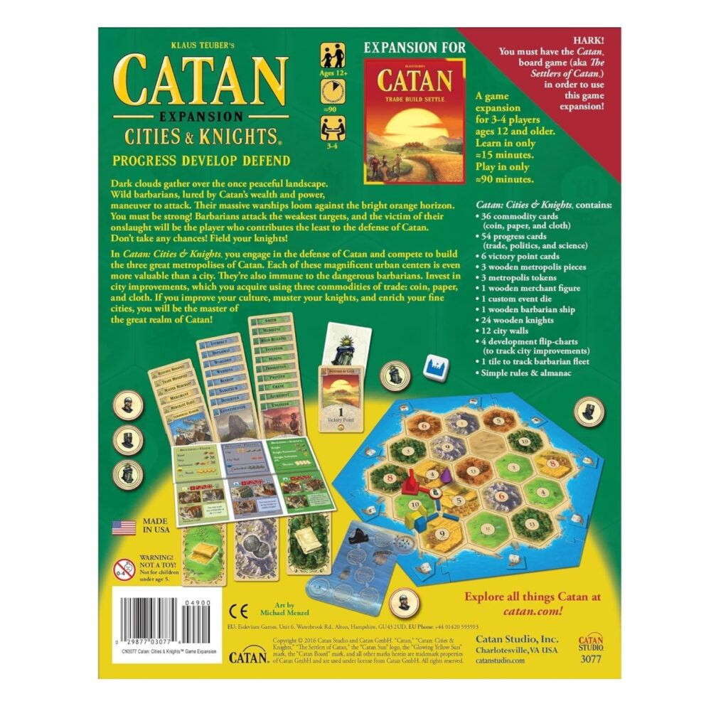 Catan Cities and Knights Expansion Back Of Box