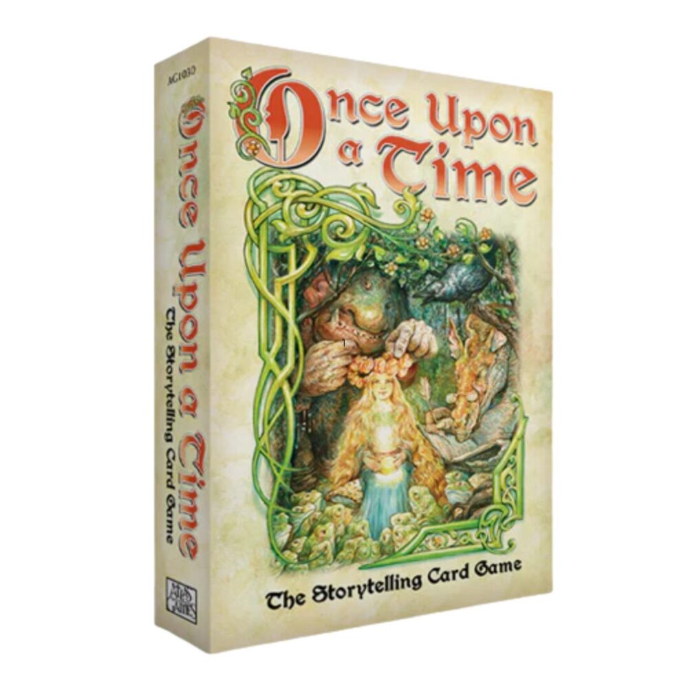 Image of the Once Upon a Time game box displaying its whimsical artwork and card details.