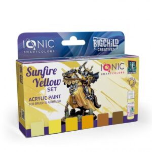 Ammo Ionic Sunfire Yellow paint set box displaying six vibrant yellow shades