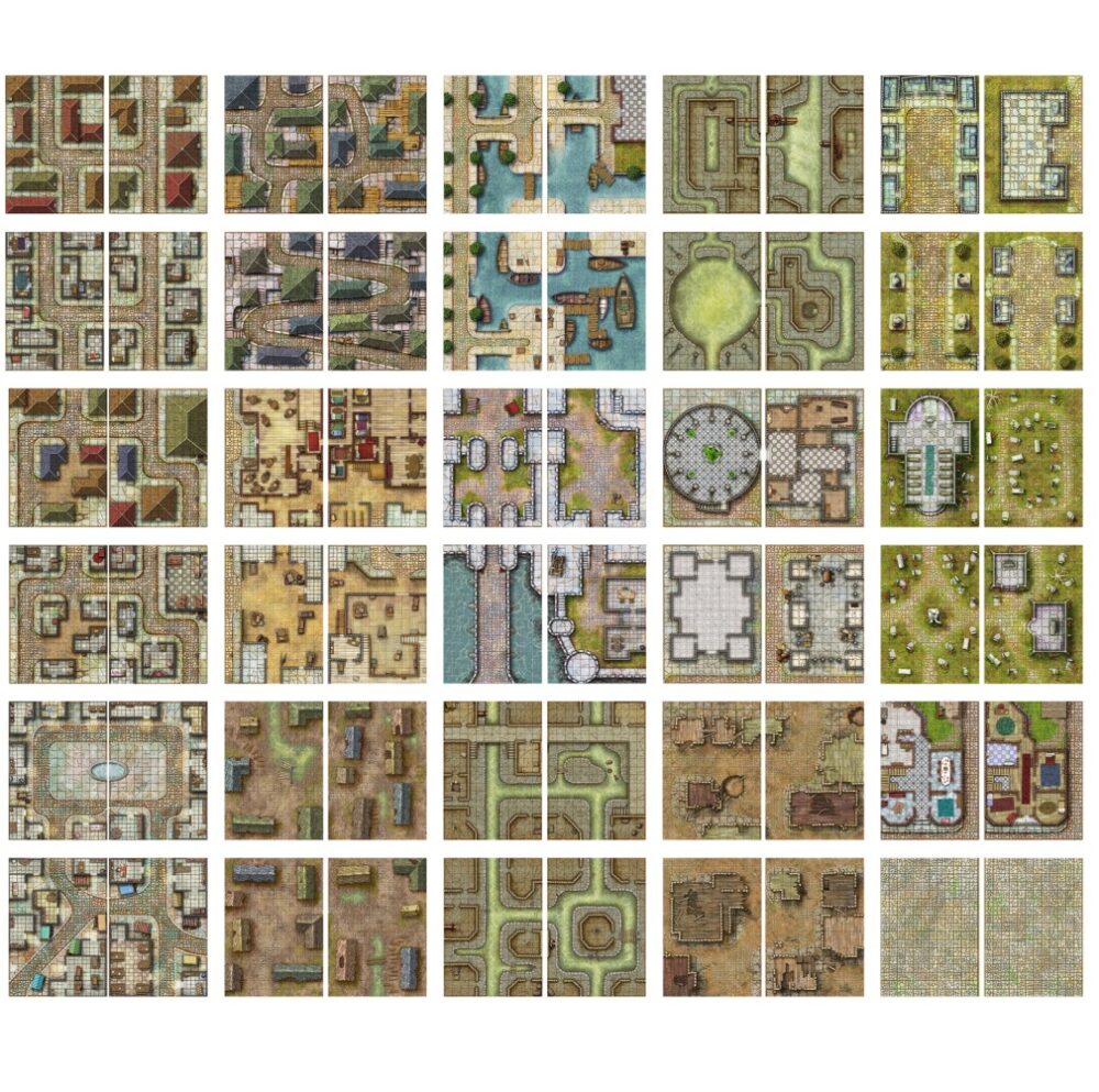 DandD Loke Battle Mats Streets, Sewers & Cemetries Tokens