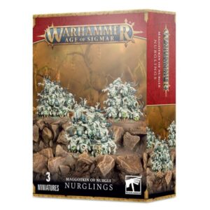 Box art of Maggotkin of Nurgle: Nurglings, showing the plague-ridden daemons.